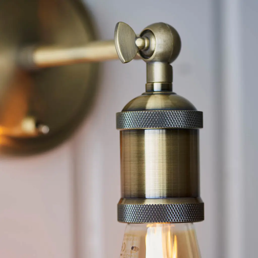 Endon Lighting 97245 Hal Wall Light In Antique Brass Finish