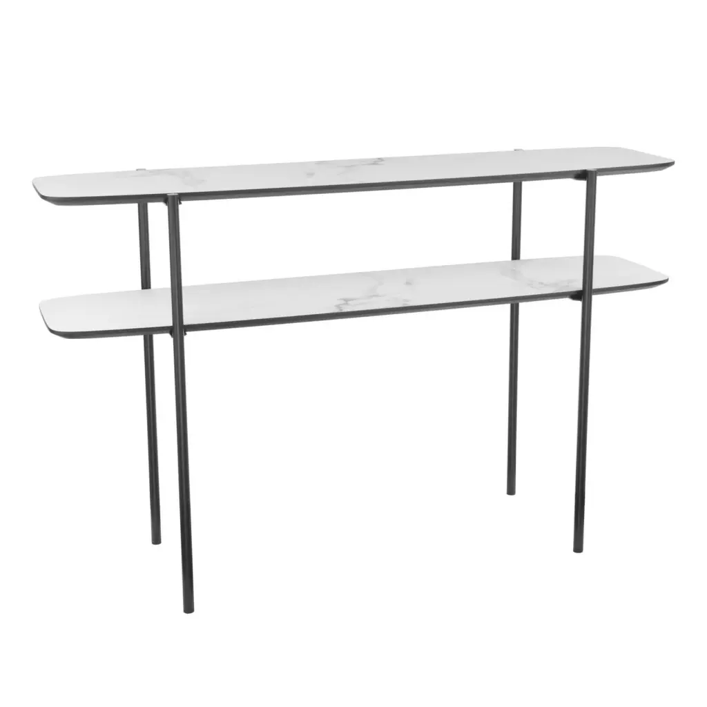 Agnesa 2 Tier Console Table with Light Marble Effect