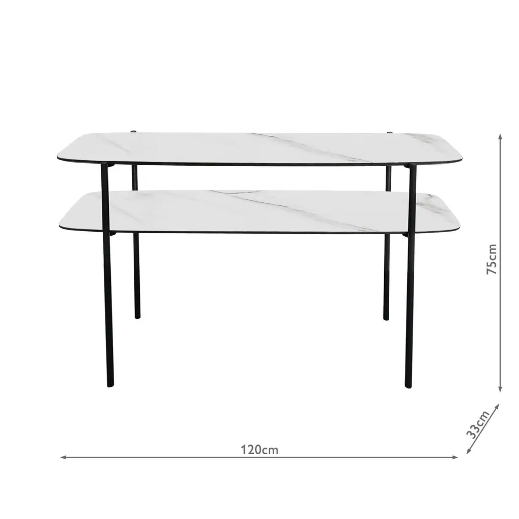 Agnesa 2 Tier Console Table with Light Marble Effect