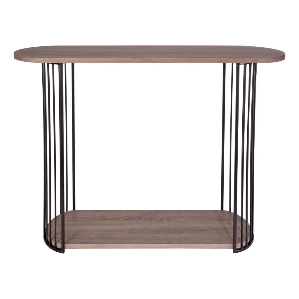 Oak Effect Veneer & Matt black Console Table