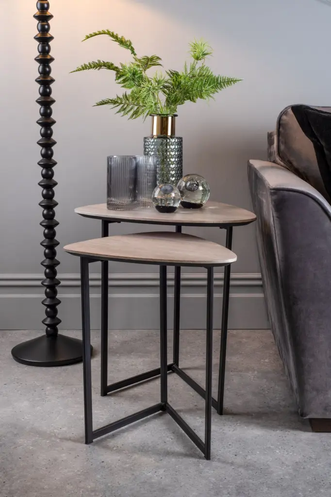 Mibello Nested Side Tables with Oak Effect
