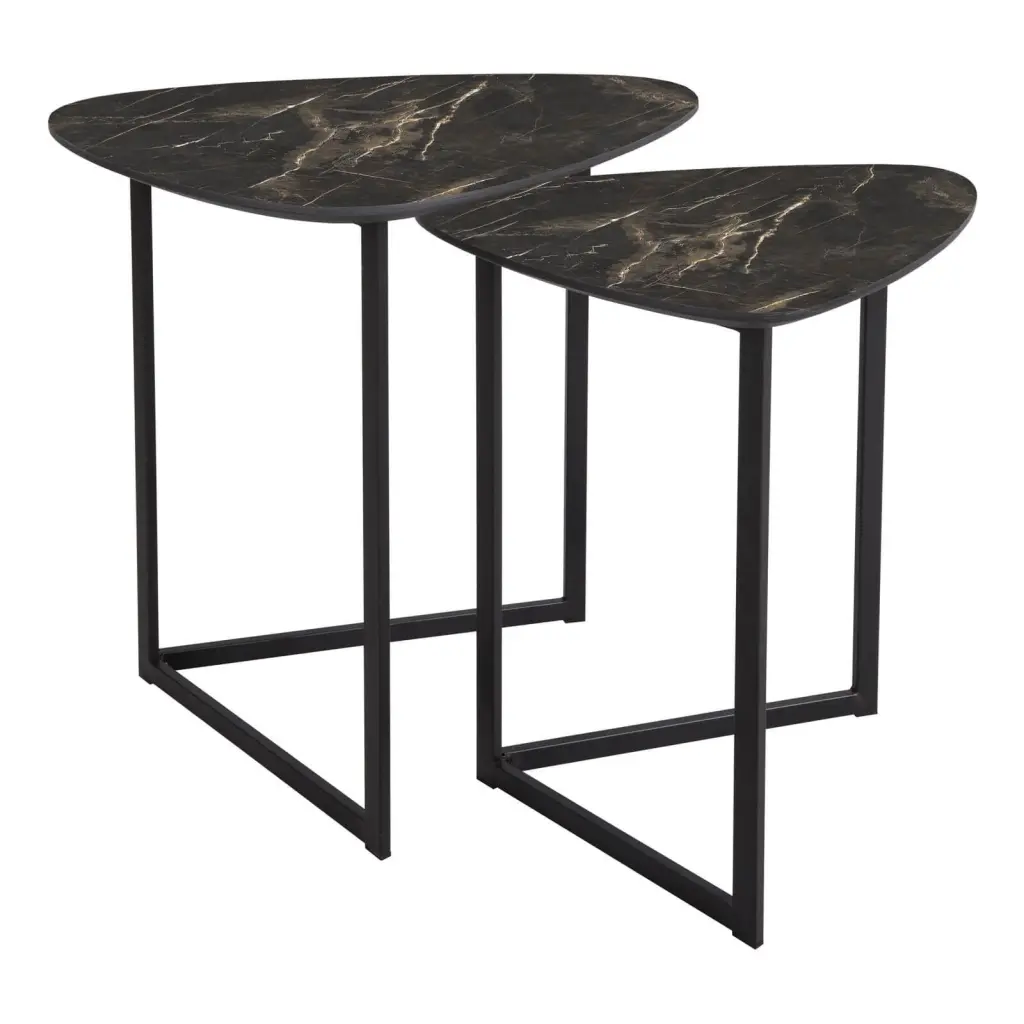 Mibello Nested Side Tables with Dark Marble Effect