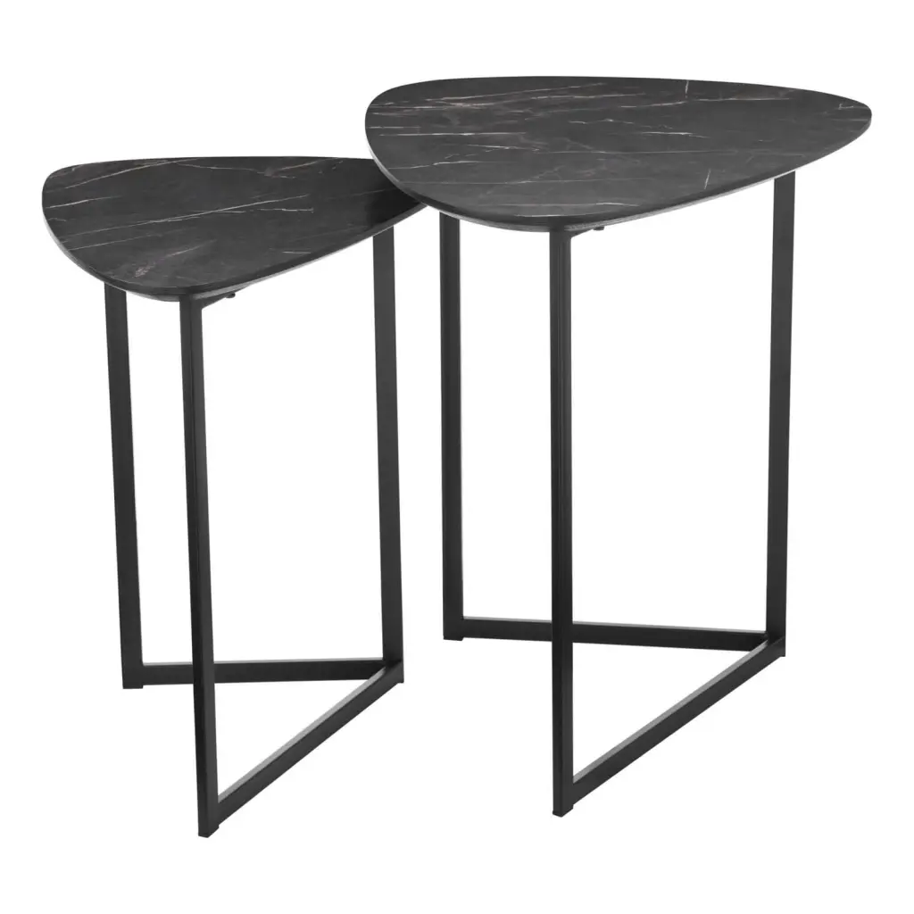 Mibello Nested Side Tables with Dark Marble Effect