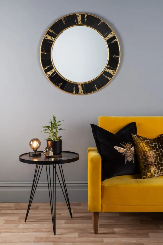 Rauma Round Side Table with Dark Marble Effect