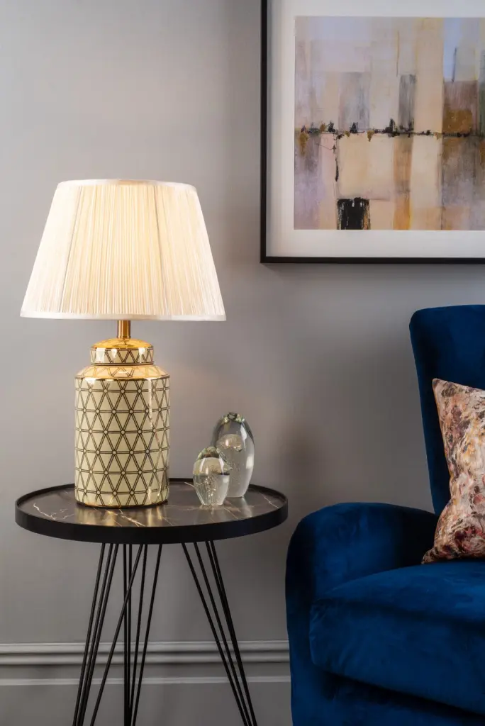 Rauma Round Side Table with Dark Marble Effect
