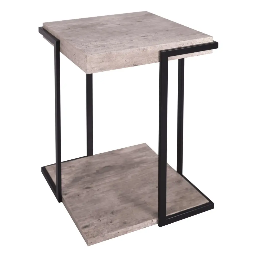 Royan Square Side Table with Concrete Effect
