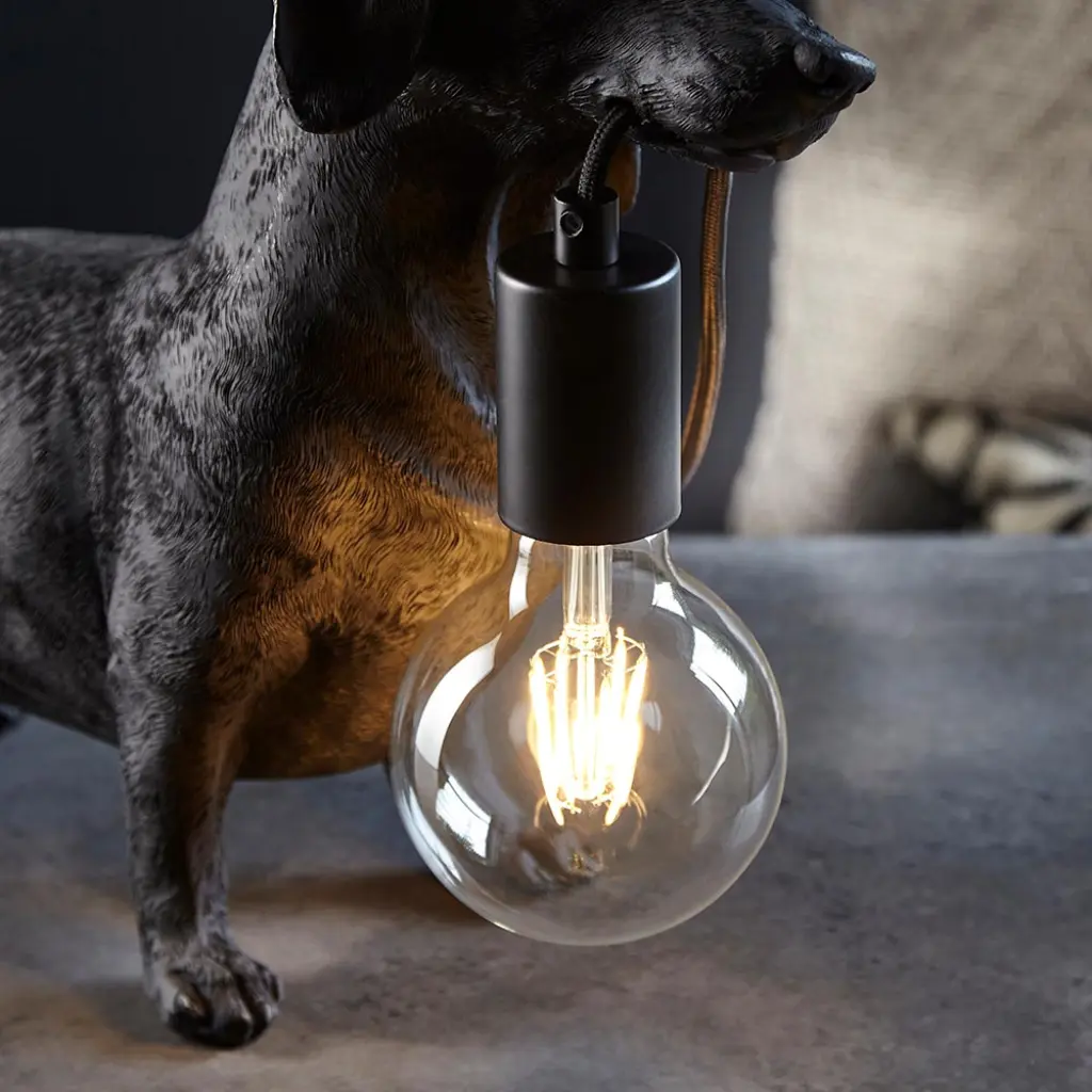 Matt Black Dachshund Table Lamp