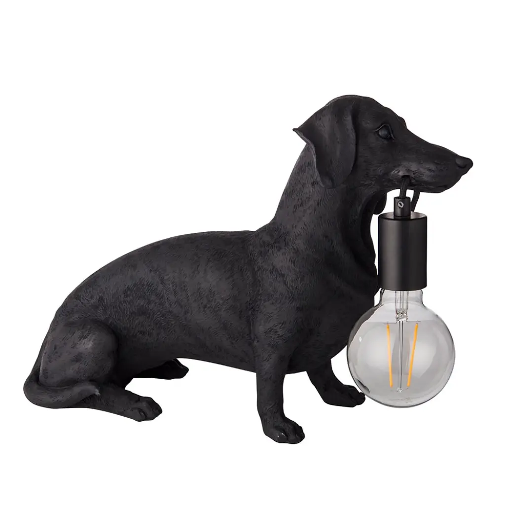 Matt Black Dachshund Table Lamp