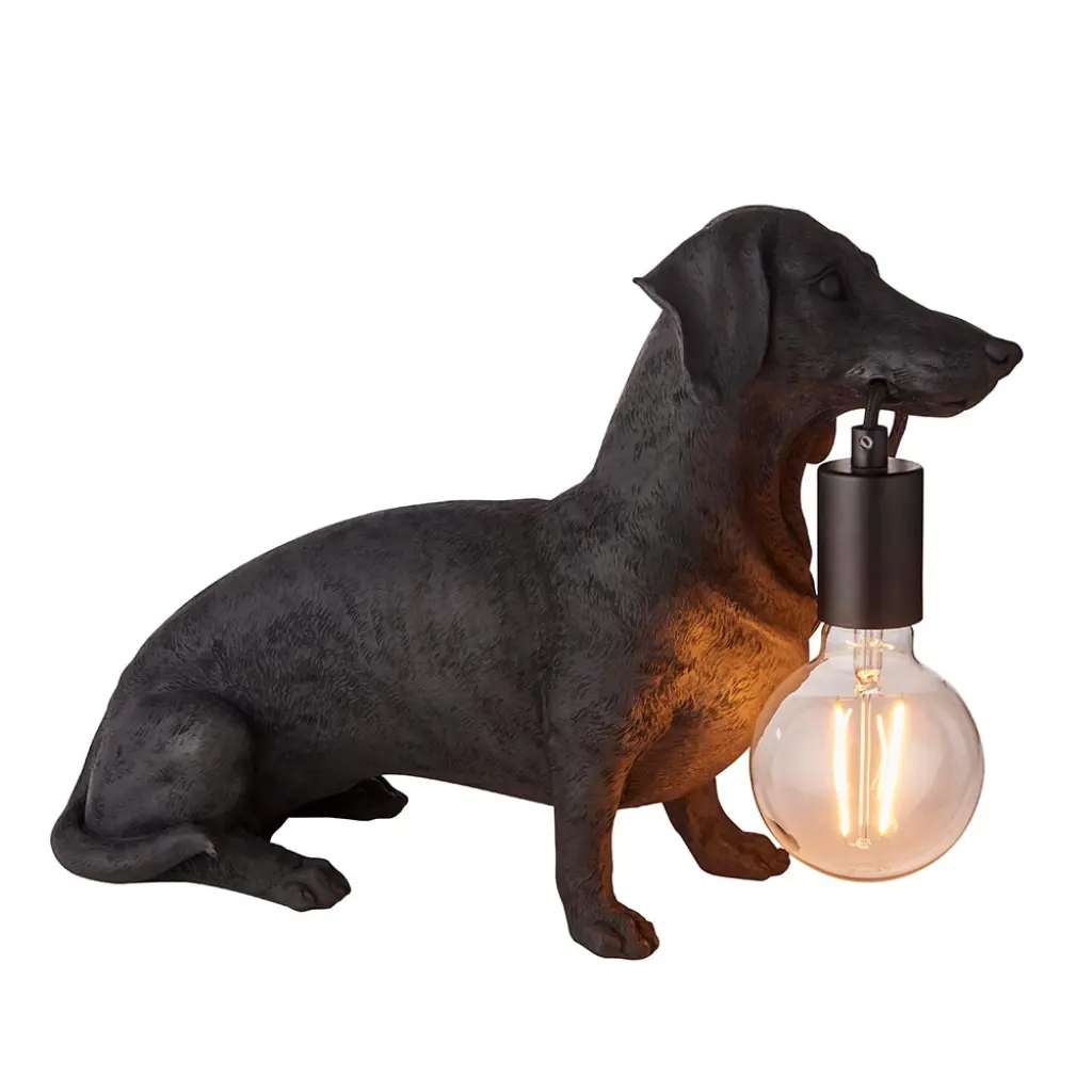 Matt Black Dachshund Table Lamp