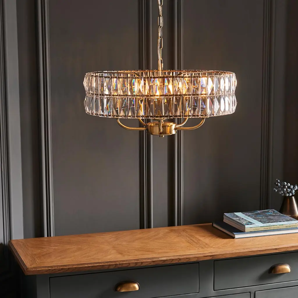 Clifton 5 Light Pendant in Antique Brass