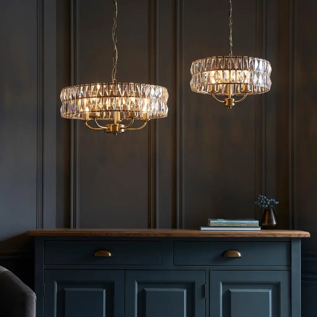 Clifton 5 Light Pendant in Antique Brass