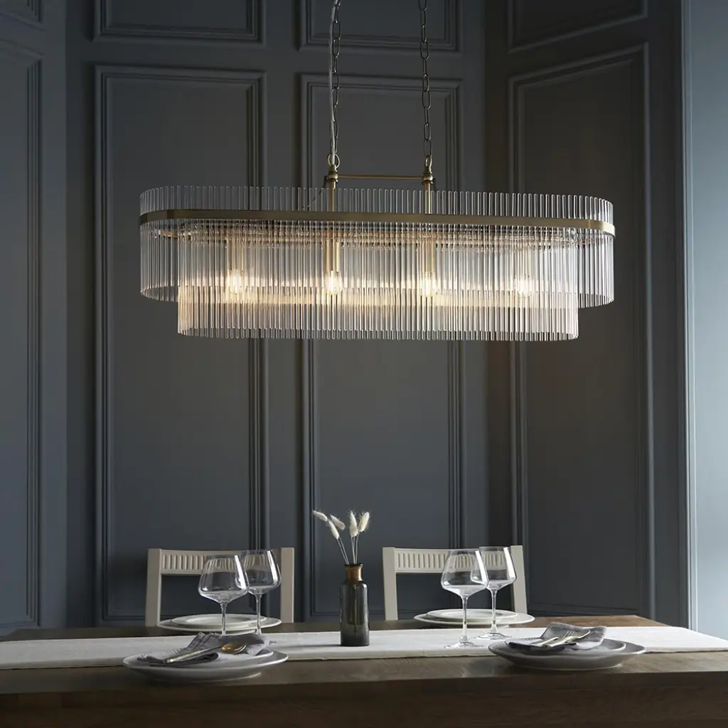 Marietta Linear Pendant in Antique Brass
