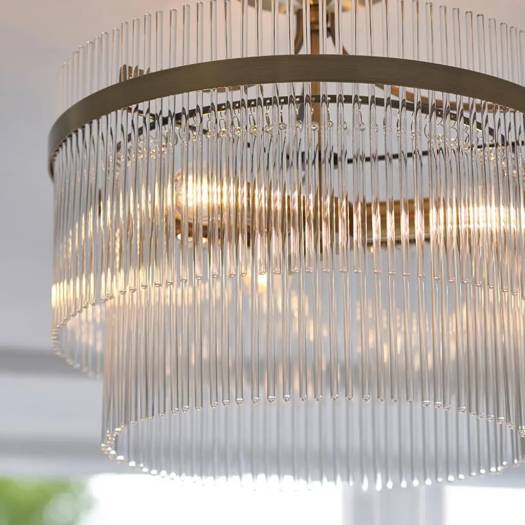 Marietta Antique Brass 3 Light Semi Flush Fitting