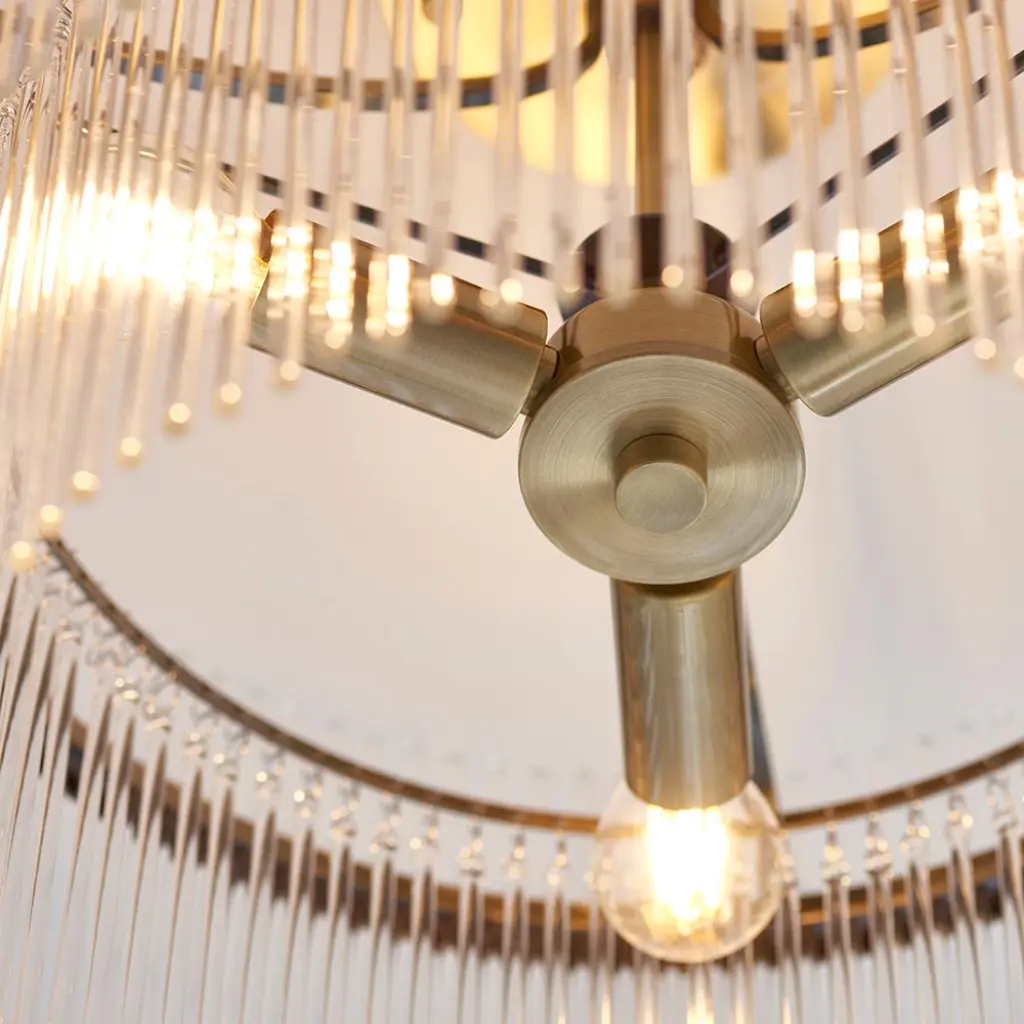 Marietta Antique Brass 3 Light Semi Flush Fitting