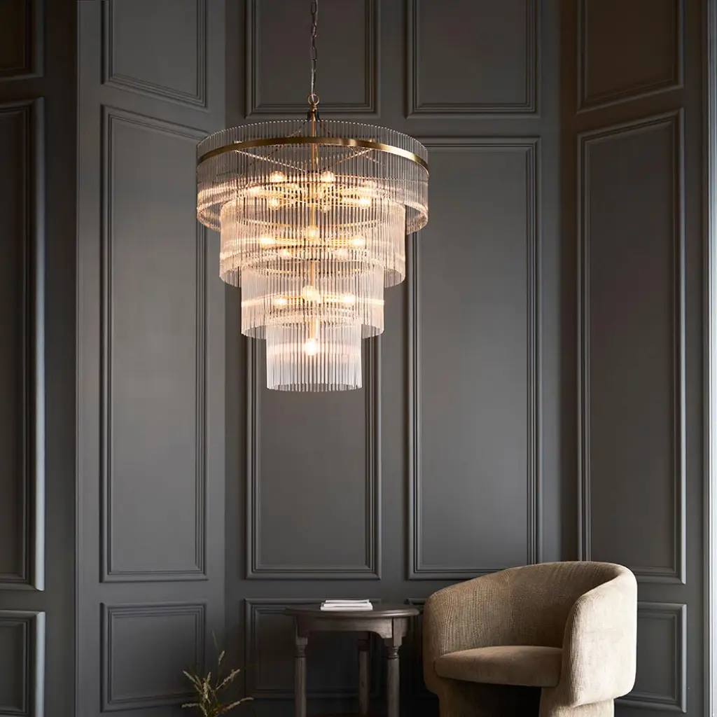 Marietta 16 Light Tiered Pendant in Antique Brass