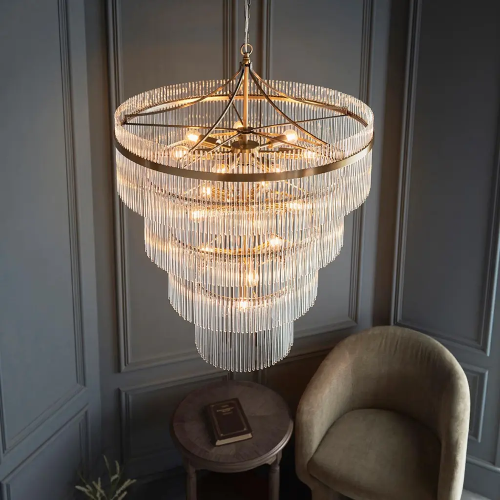Marietta 16 Light Tiered Pendant in Antique Brass