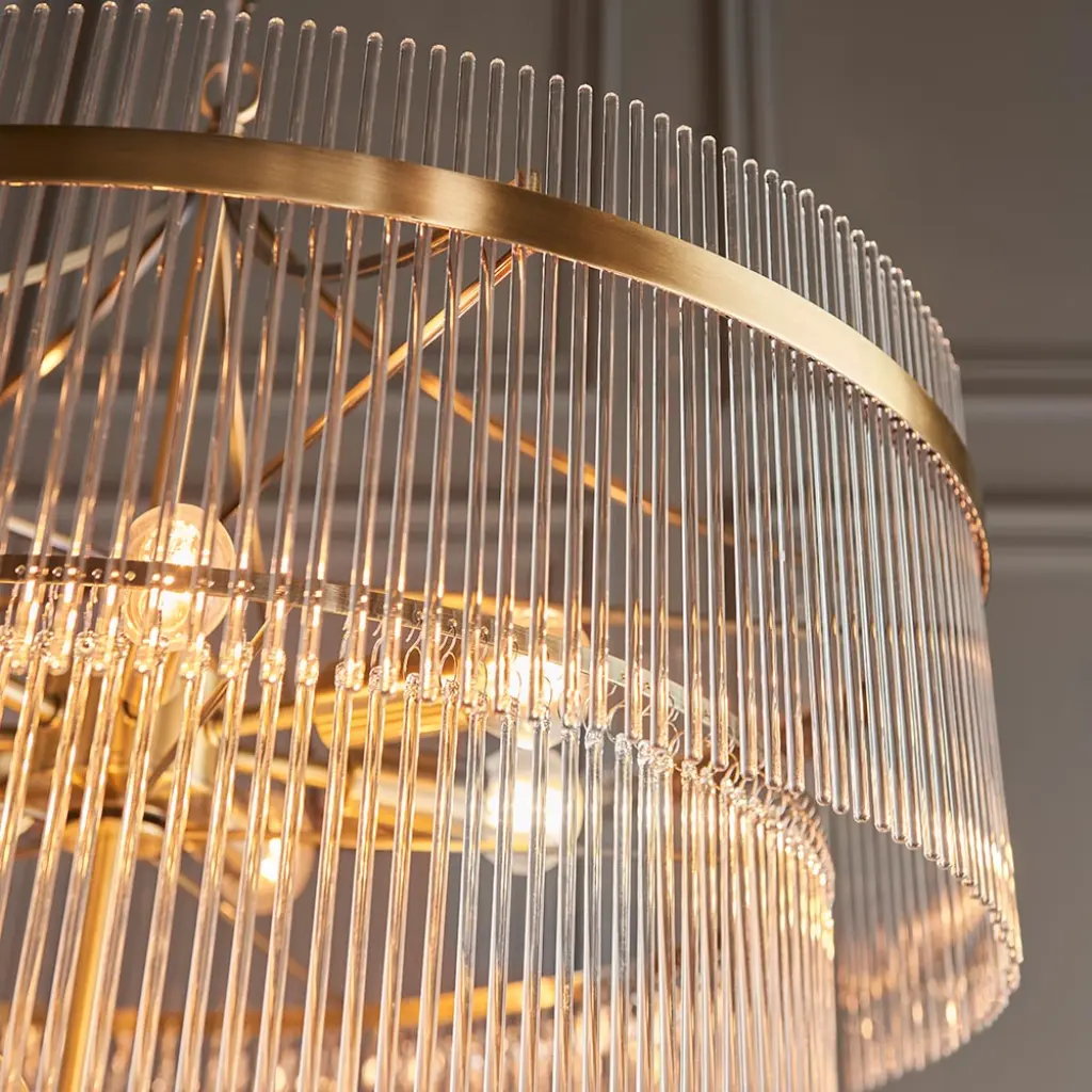Marietta 16 Light Tiered Pendant in Antique Brass