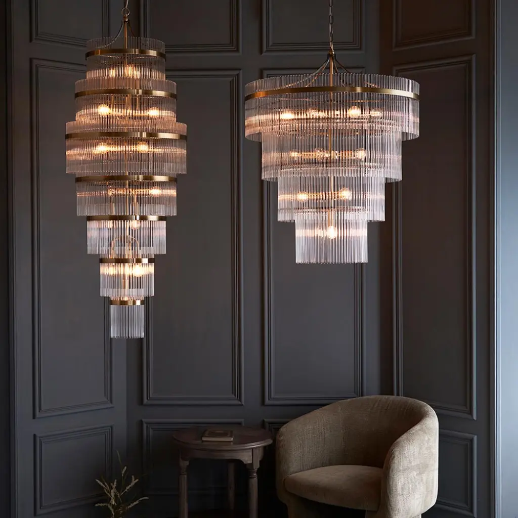 Marietta 16 Light Tiered Pendant in Antique Brass