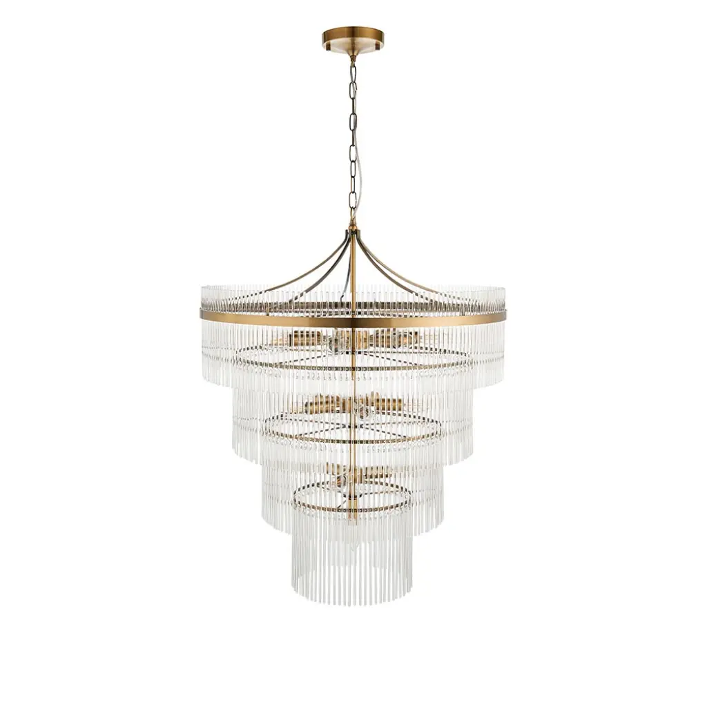 Marietta 16 Light Tiered Pendant in Antique Brass