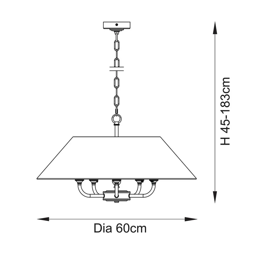 Lille 5 Light Matt Black Pendant with Drum Shade