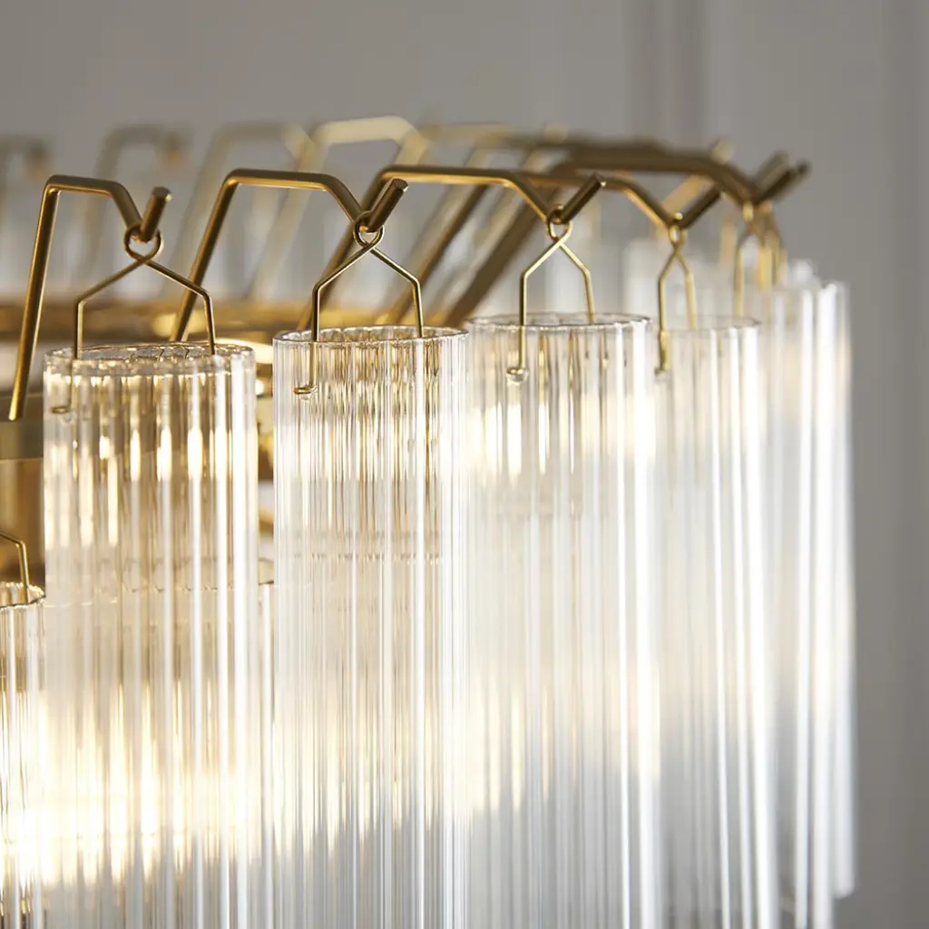 Toulouse 12 Light Satin Brass Frame Ribbed Clear Glass