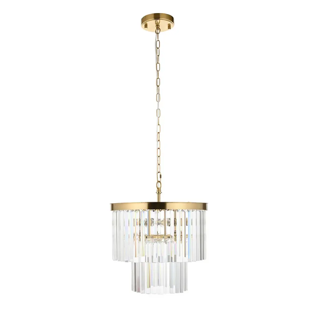 Conaston 4 Light Ceiling Pendant in Brass with Glass Drops