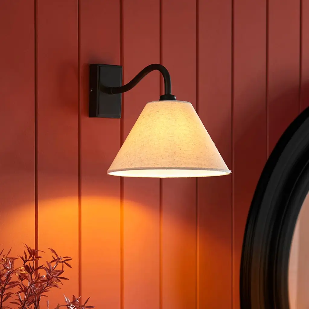 Knole Matt Black Wall Light C/W Shade