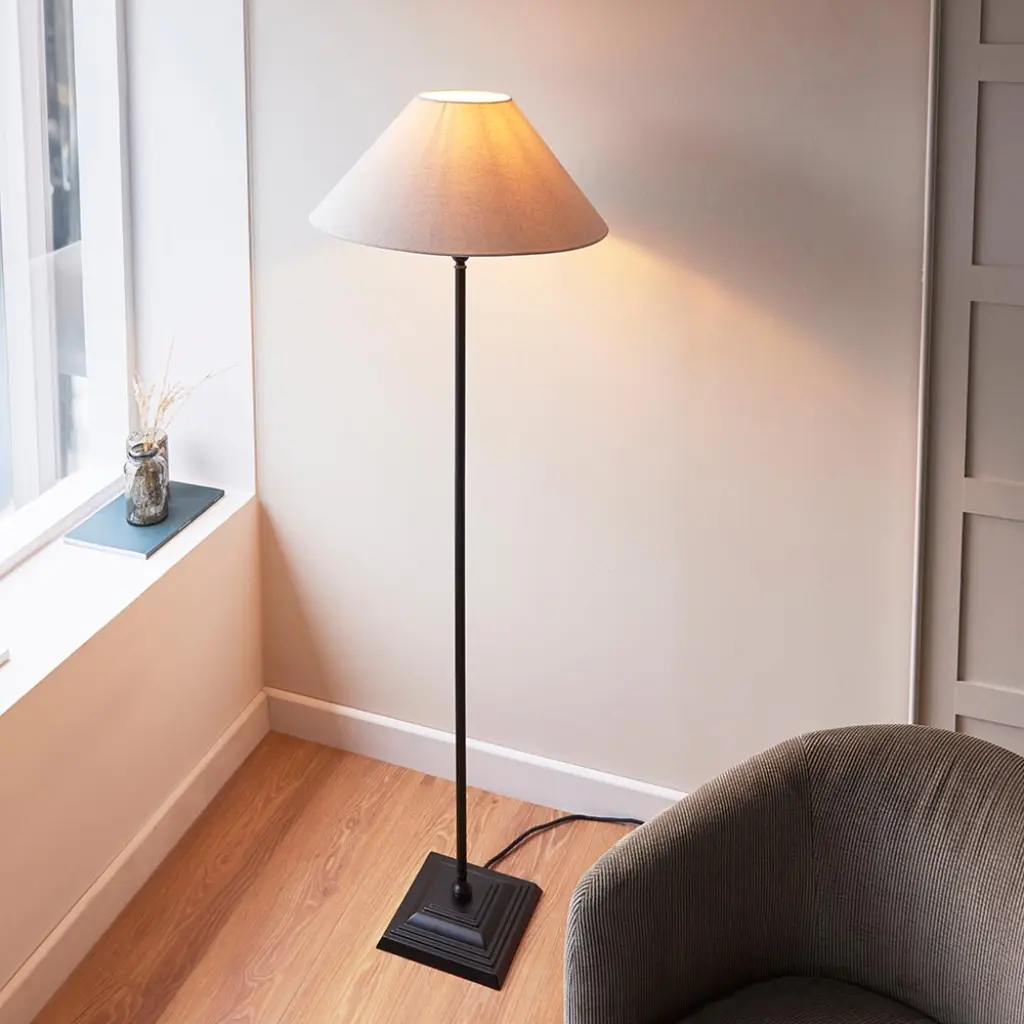 Lille Matt Black Floor Lamp C/W Shade