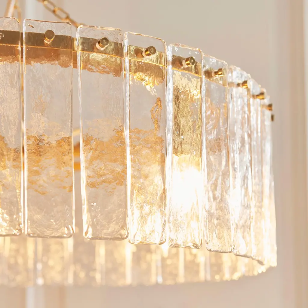 Karine 5 Light Pendant with Textured Glass