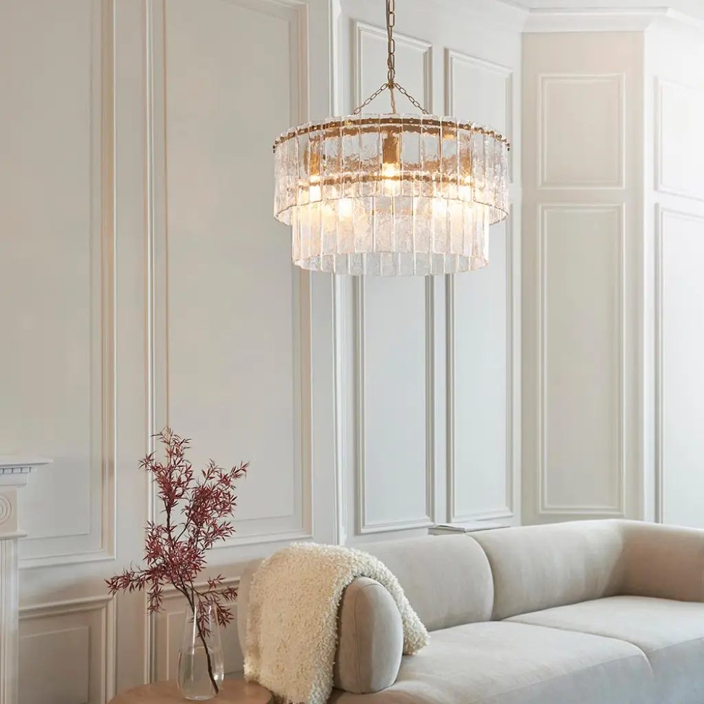 Karine Tiered 5 Light Pendant with Textured Glass