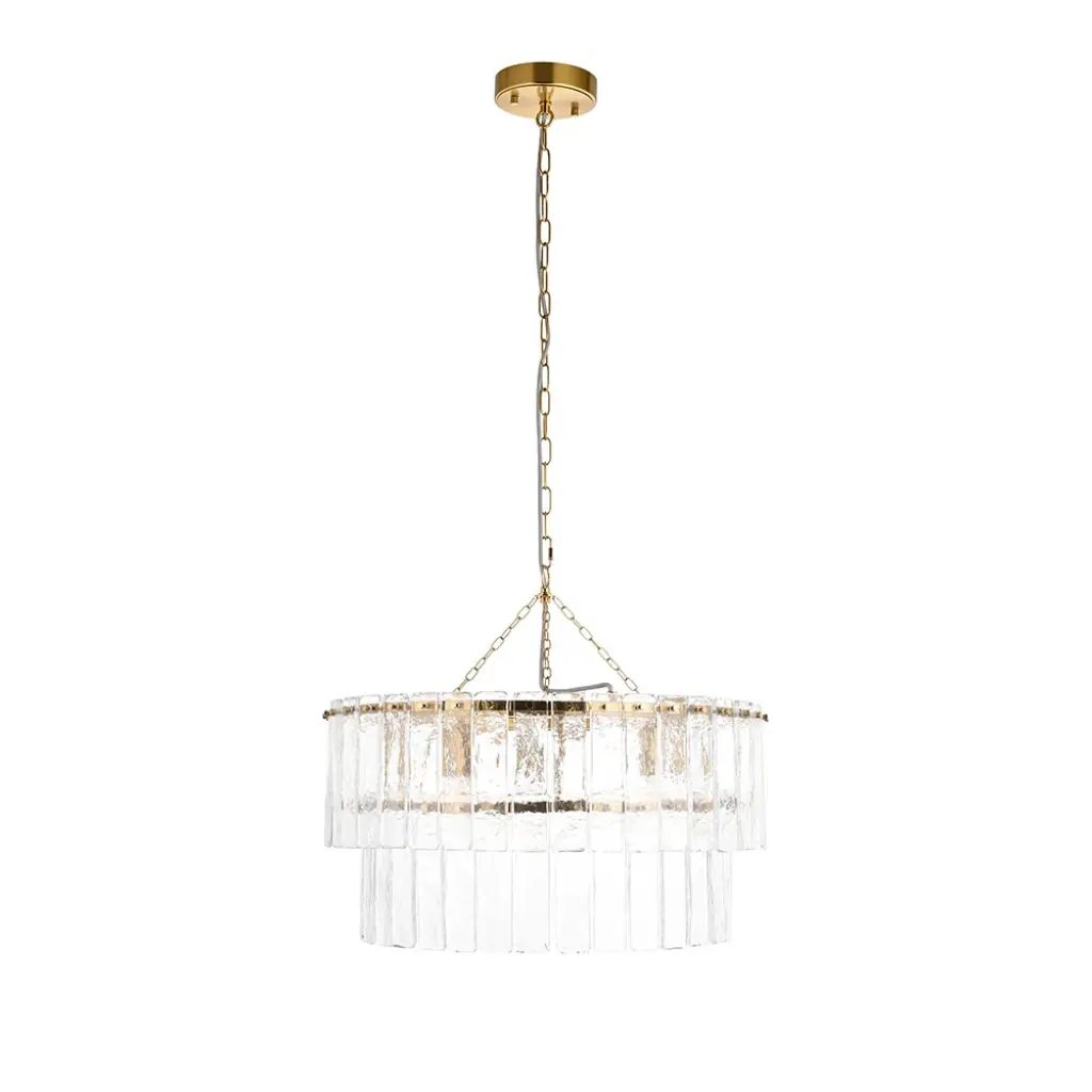 Karine Tiered 5 Light Pendant with Textured Glass