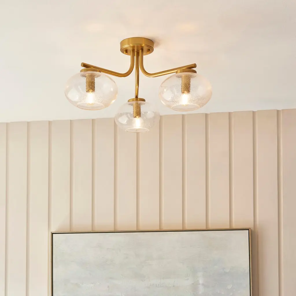 Jacob 3 Light Semi Flush Brass Fitting