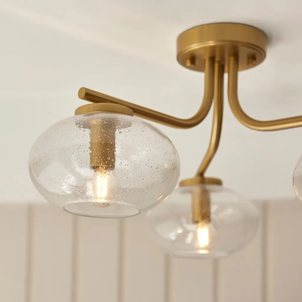 Jacob 3 Light Semi Flush Brass Fitting