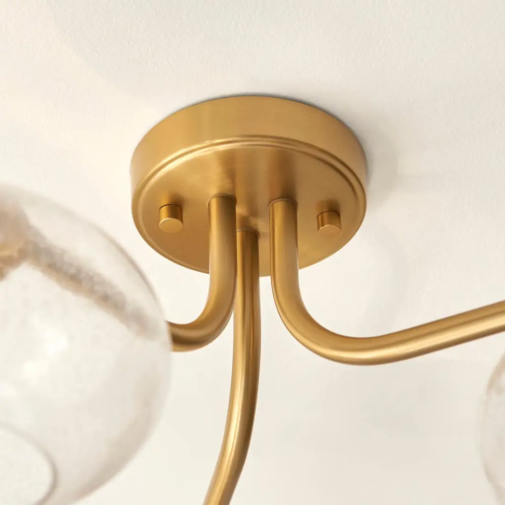 Jacob 3 Light Semi Flush Brass Fitting