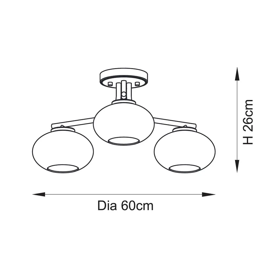 Jacob 3 Light Semi Flush Brass Fitting