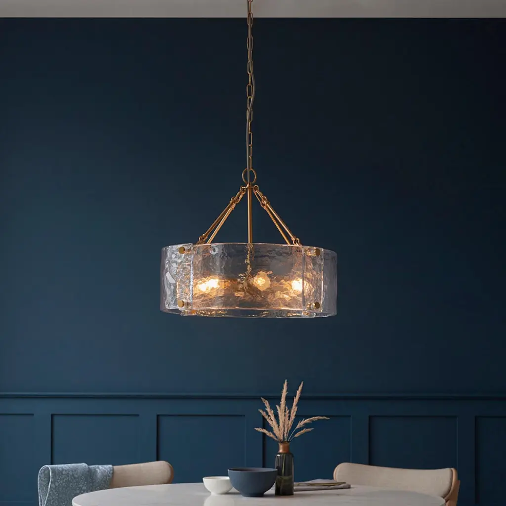 Keller 6 Light Ceiling Pendant with Cylindrical Textured Glass