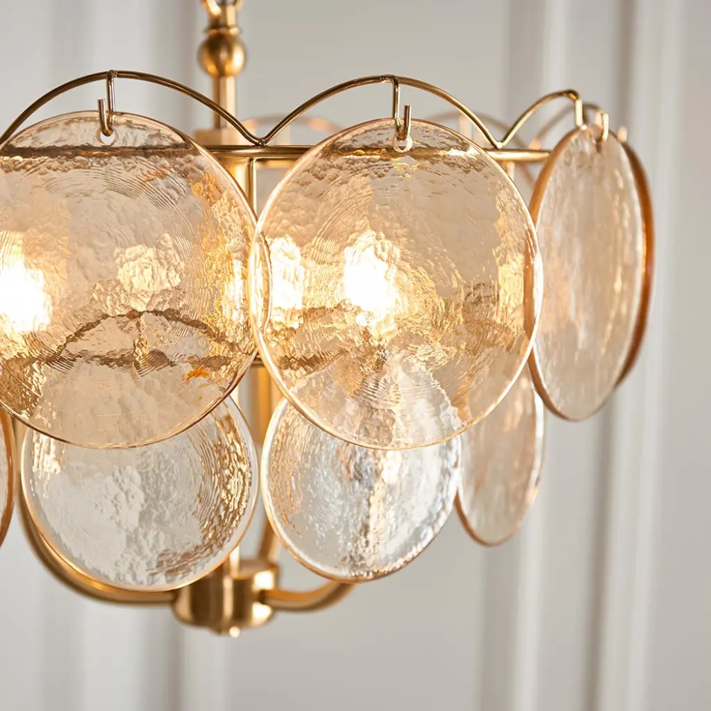 Elish Champagne Glass & Brass 3 Light Ceiling Pendant
