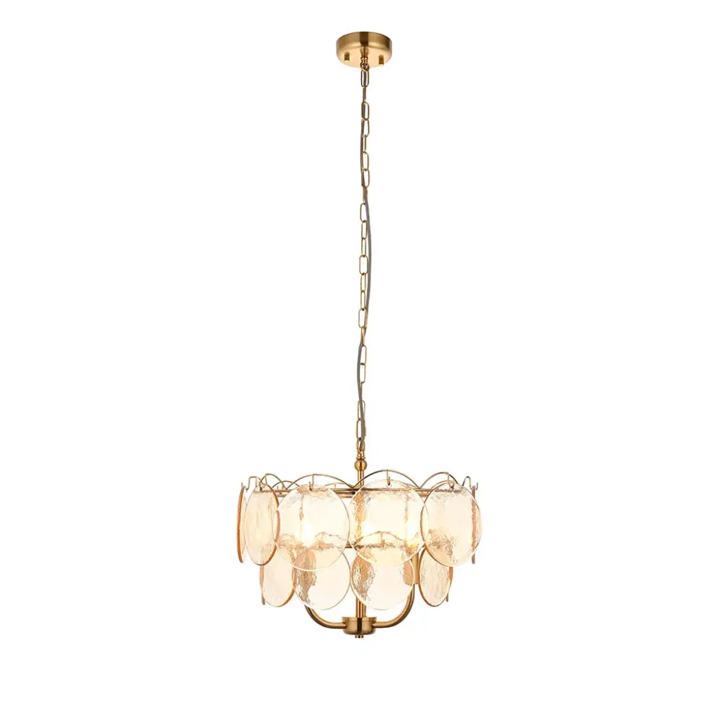 Elish Champagne Glass & Brass 3 Light Ceiling Pendant