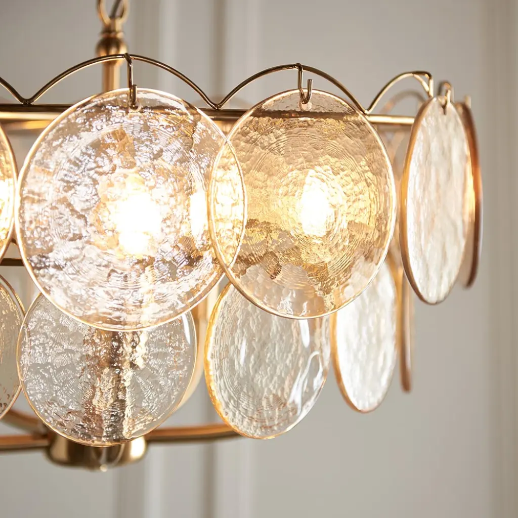 Elish Champagne Glass & Brass 5 Light Ceiling Pendant
