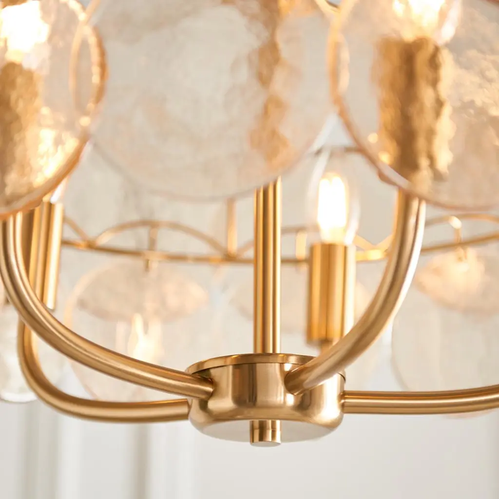 Elish Champagne Glass & Brass 5 Light Ceiling Pendant