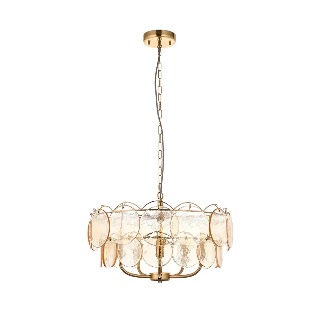 Elish Champagne Glass & Brass 5 Light Ceiling Pendant
