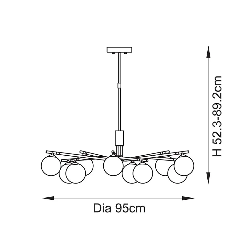 Aaron 10 Light Ceiling Pendant in Aged Brass & Opal Glass