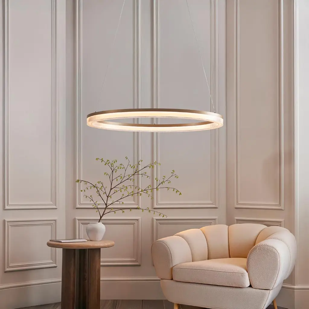 Brushed Gold LED Hoop Pendant