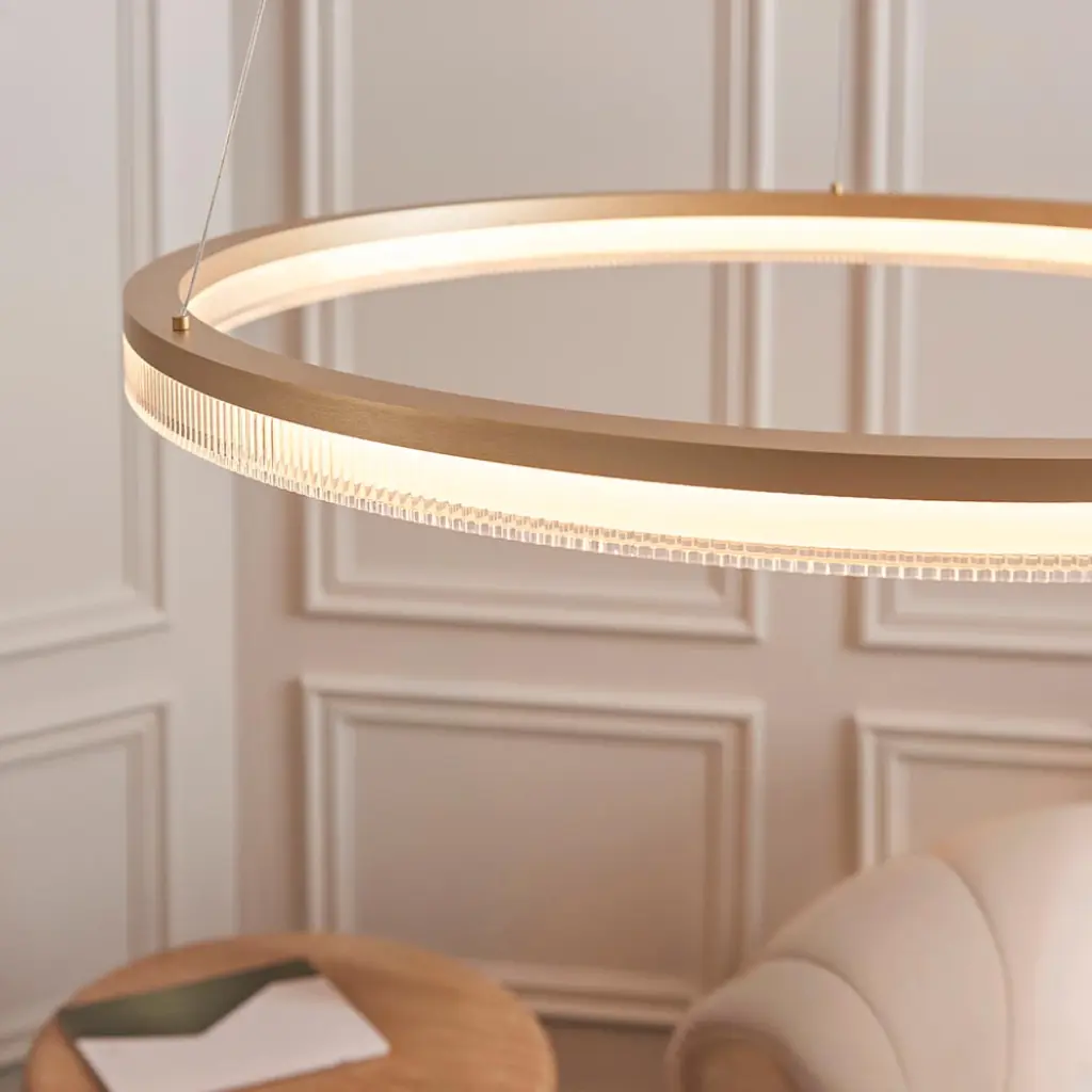 Brushed Gold LED Hoop Pendant