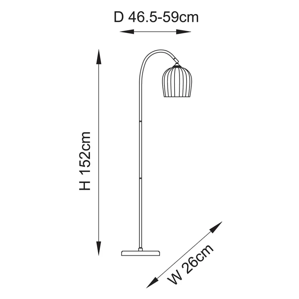 Ashcroft Brass Floor Lamp with Ribbed Glass Shade