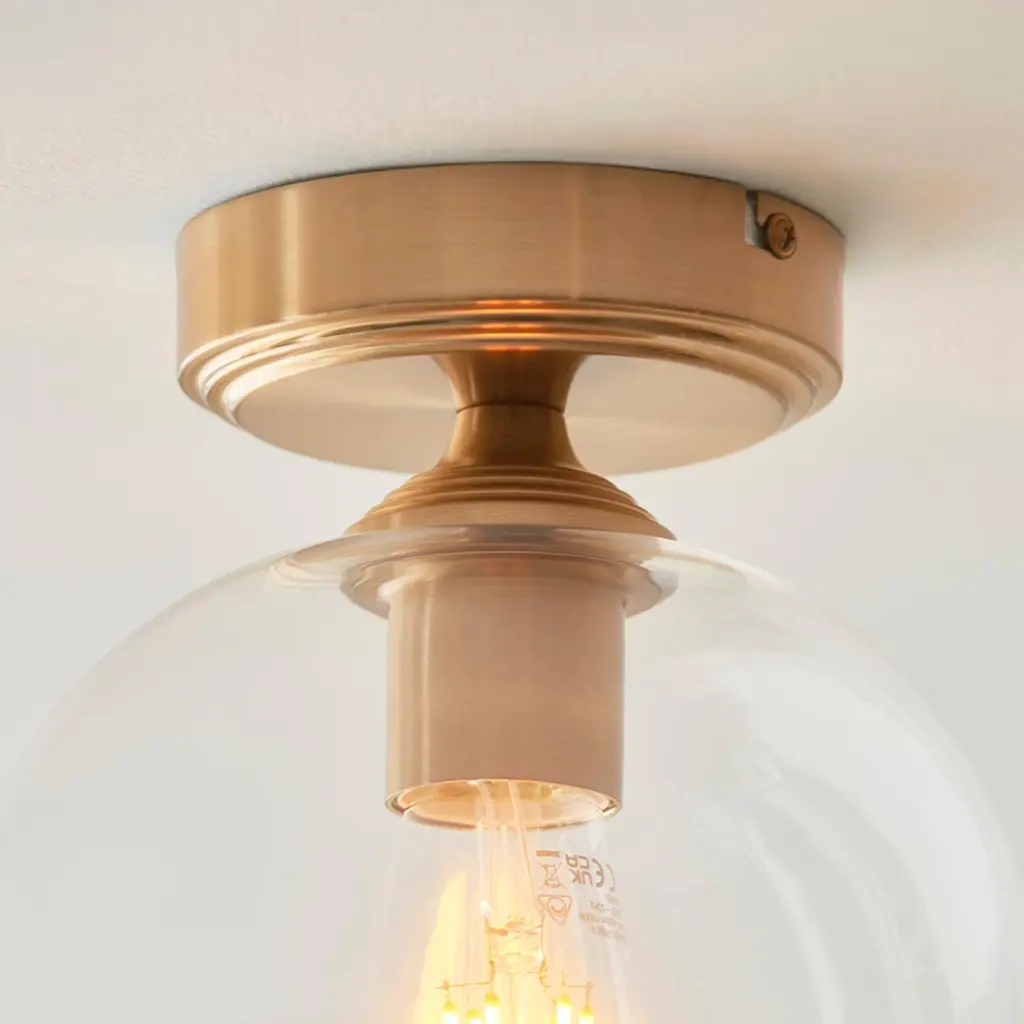 Ashcroft Brass Flush Fitting with Clear Glass Shade