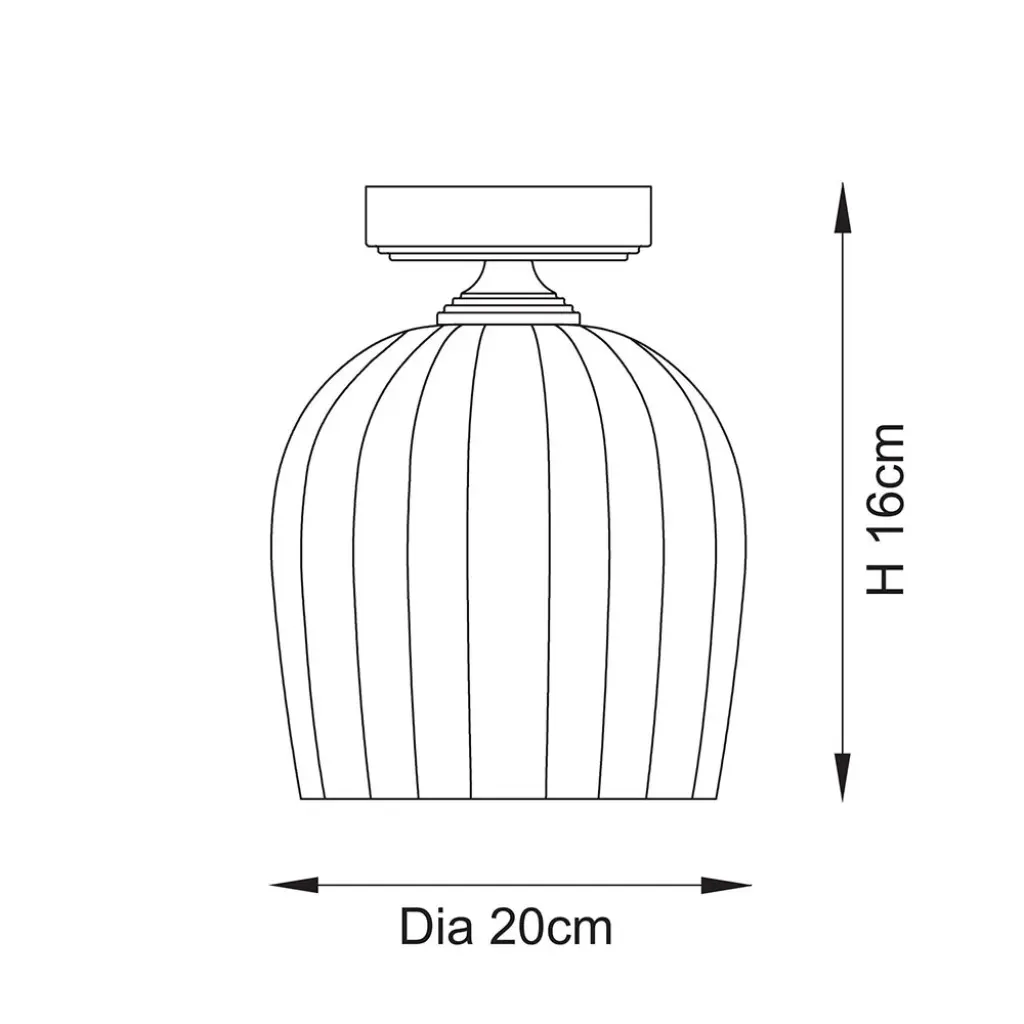 Ashcroft Brass Flush Fitting with Ribbed Glass Shade