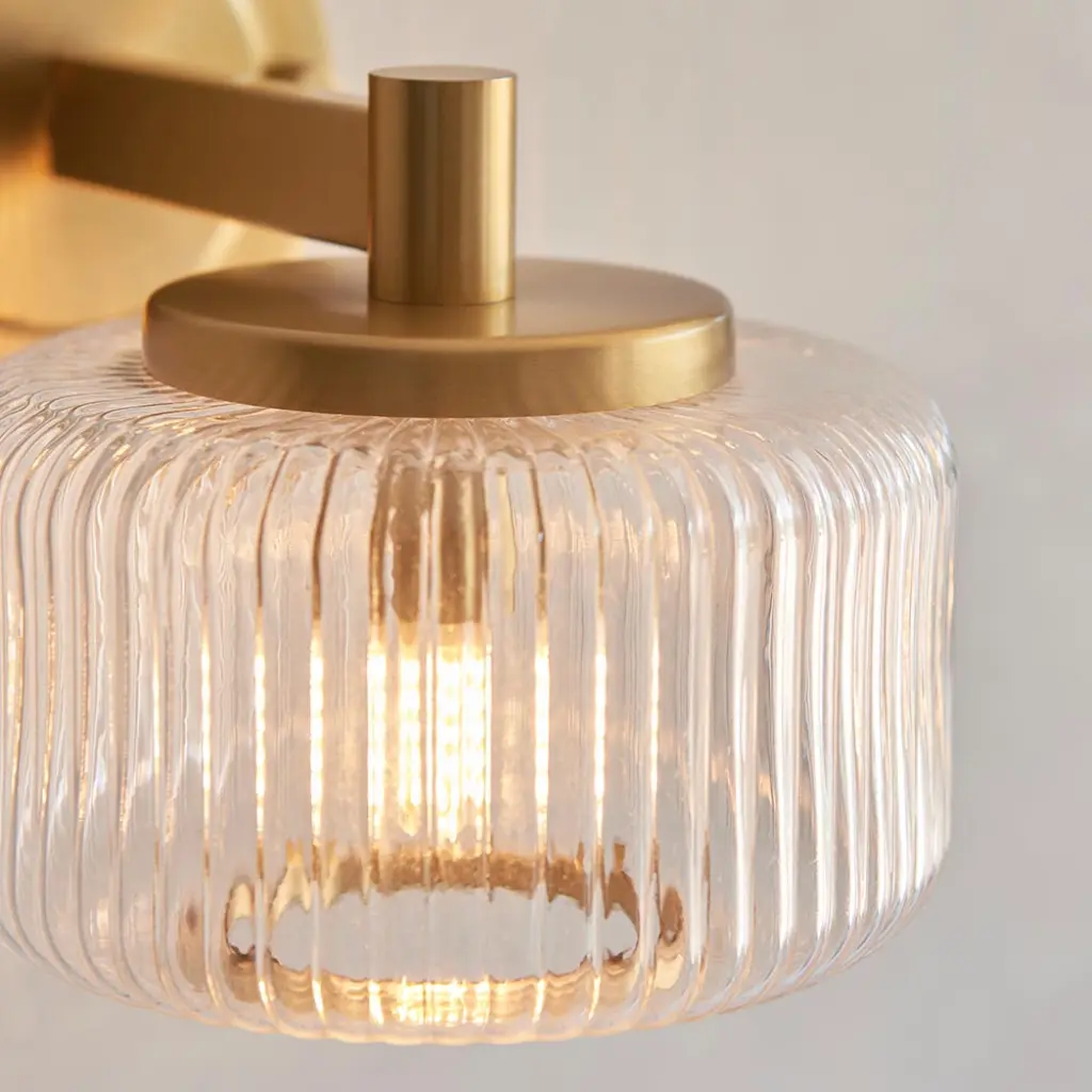 Stamford Brass Wall Light C/W Ribbed Shade