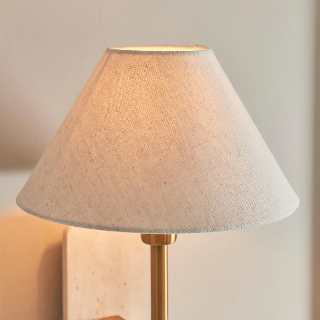 Faro Natural Travertine Stone Wall Light C/W Shade