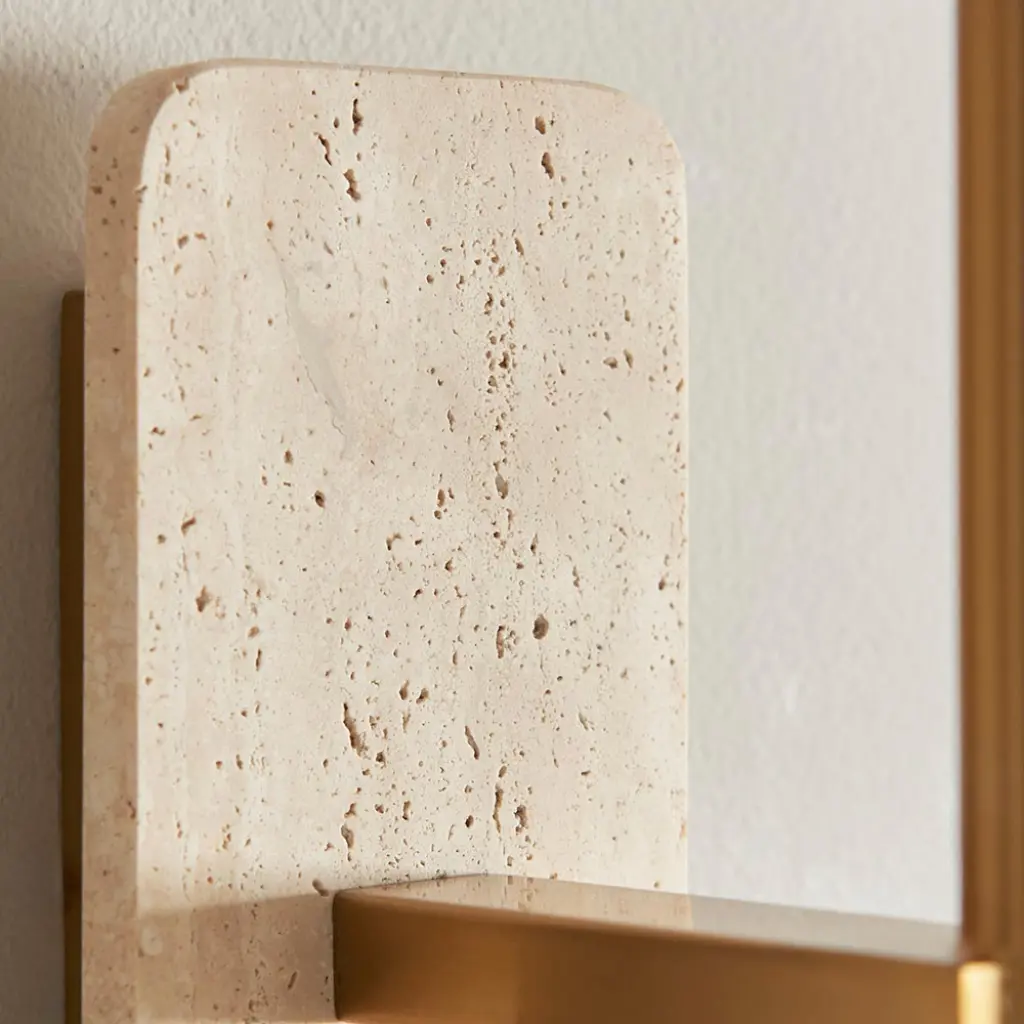 Faro Natural Travertine Stone Wall Light C/W Shade